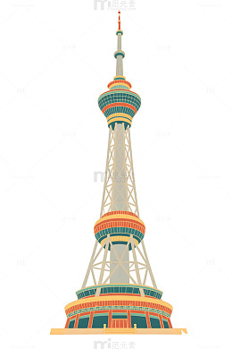 天津天塔地标建筑插画