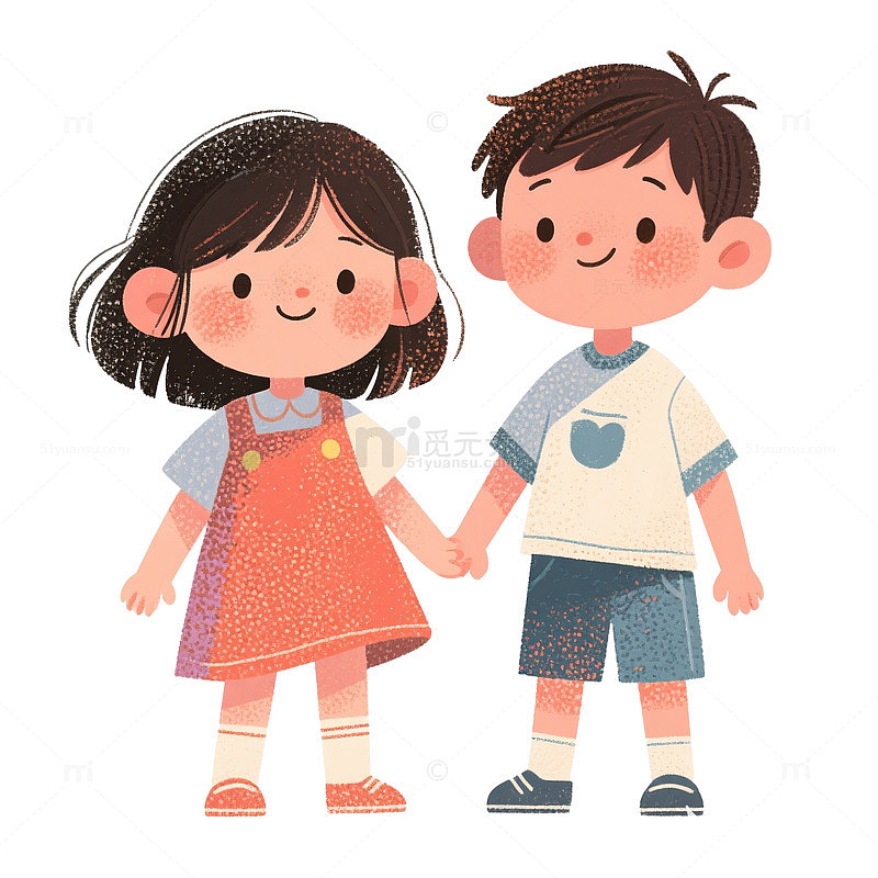 卡通人物插画男孩女孩