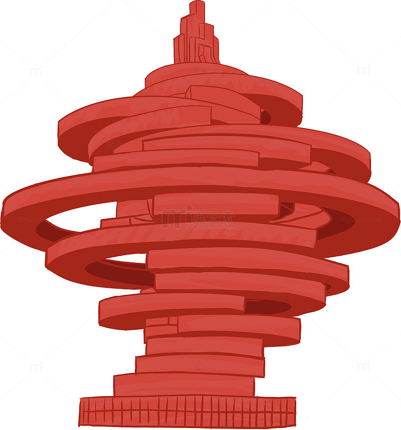 青岛建筑五月的风五四广场手绘