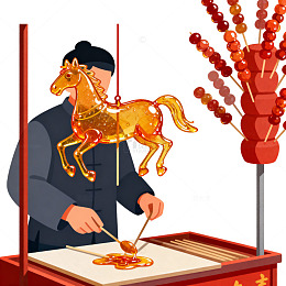 马形糖画年味足