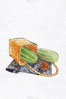 水墨插画 水墨香瓜 水墨风格