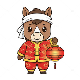 马年卡通吉祥物插画