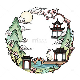 中秋圆形边框