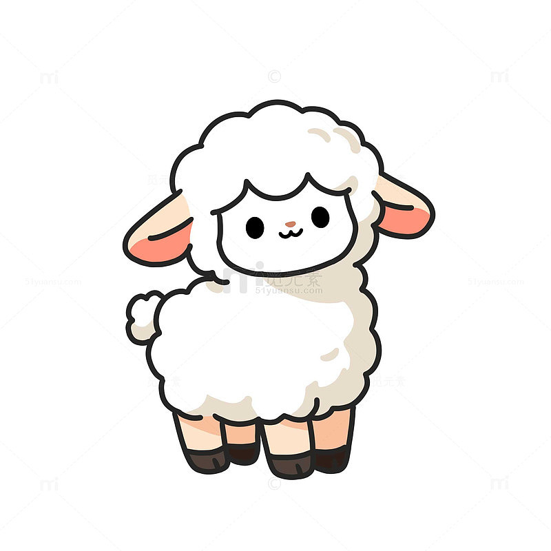 卡通可爱插画手绘小羊