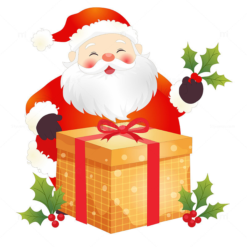 卡通圣诞节圣诞老人爷爷开心送大礼节日插画