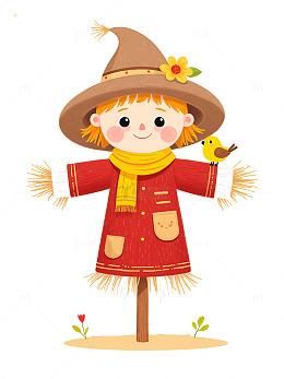 卡通稻草人插画设计