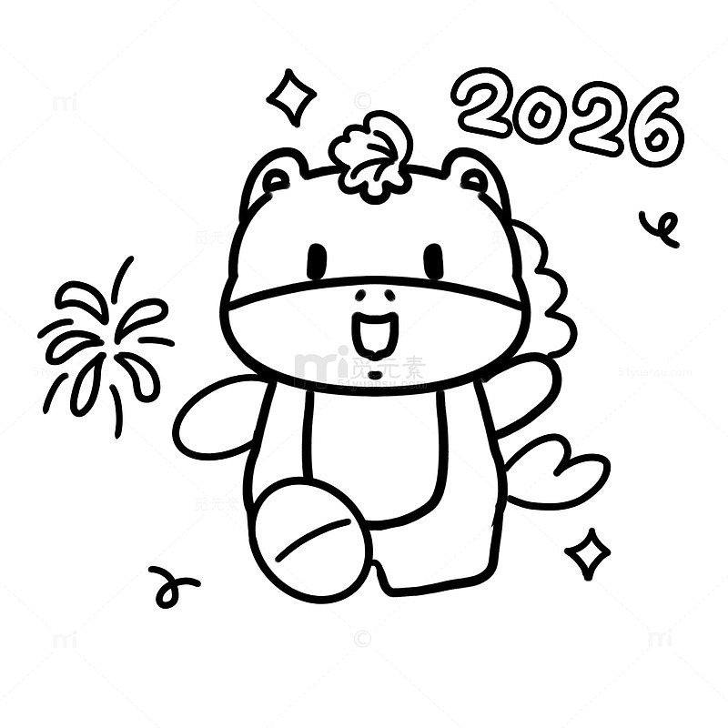 卡通小马新年2026简笔画
