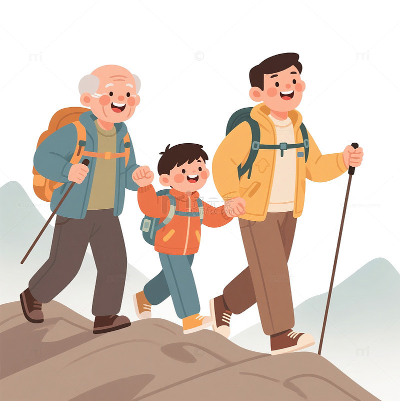 重阳节登山人物素材重阳节免抠素材