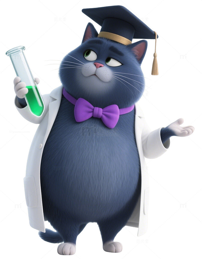 卡通学者猫动画形象