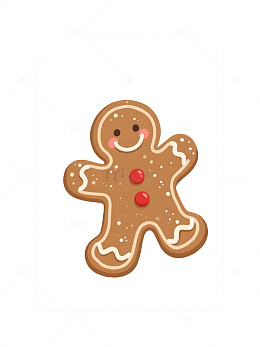 可爱姜饼人卡通形象矢量图圣诞节