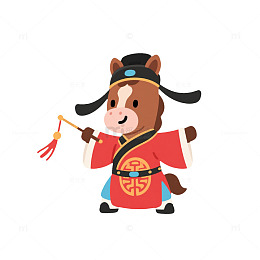 卡通马官服饰插画