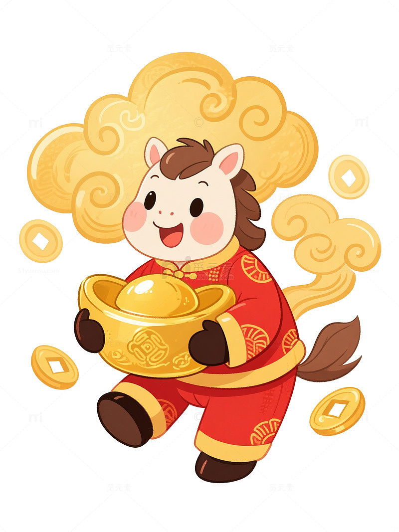 卡通马年喜庆插画