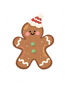 可爱姜饼人卡通插画