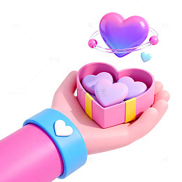 3D毛绒卡通爱心礼盒插图