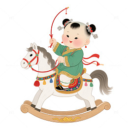 年画福娃国画插画