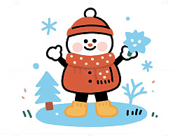 卡通风雪人冬季插画