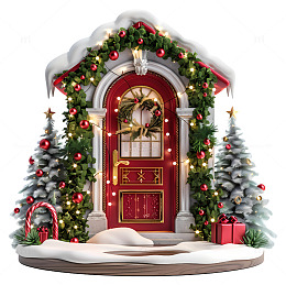 圣诞节装饰门插画