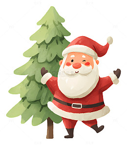 圣诞老人松树卡通插画