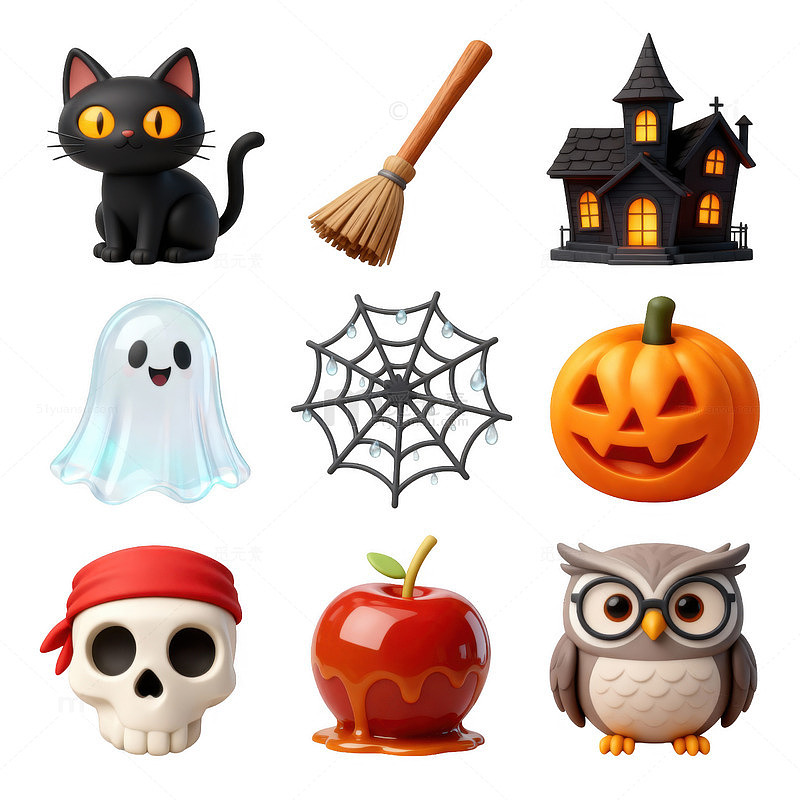 万圣节卡通元素南瓜帽子蝙蝠