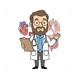 卡通医生讲解人体器官插画素材
