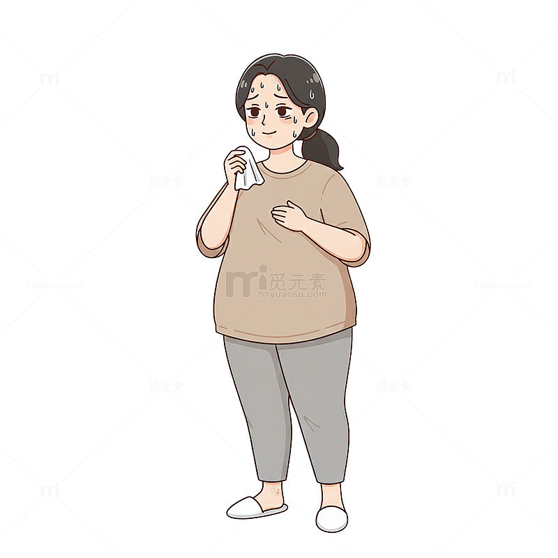 卡通胖女孩哭泣插画