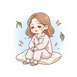 卡通女孩悲伤情绪插画
