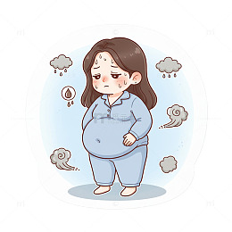 卡通肥胖女性情绪低落插画