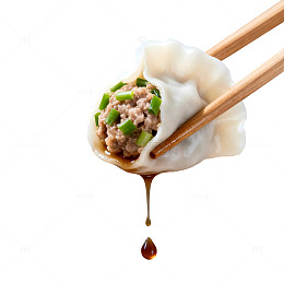 筷子夹饺子美食摄影
