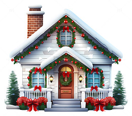 圣诞节雪屋装饰插画