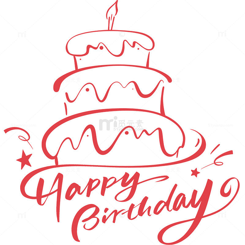 手绘生日蛋糕贺卡祝福