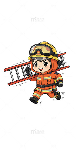 卡通消防员救援装备插画