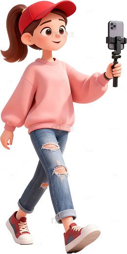 正在走路直播的女孩