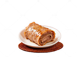 肉卷白色盘子美食摄影