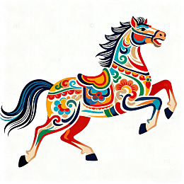 嘉峪关马彩绘马匹装饰画设计素材