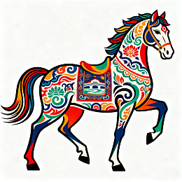 兰州马彩绘马匹装饰画设计素材
