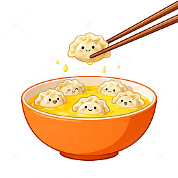 可爱饺子插画设计素材