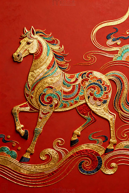金彩骏马装饰画