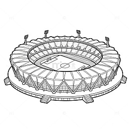 体育场简笔画线稿