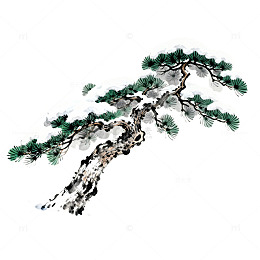 水墨松树国画艺术矢量素材