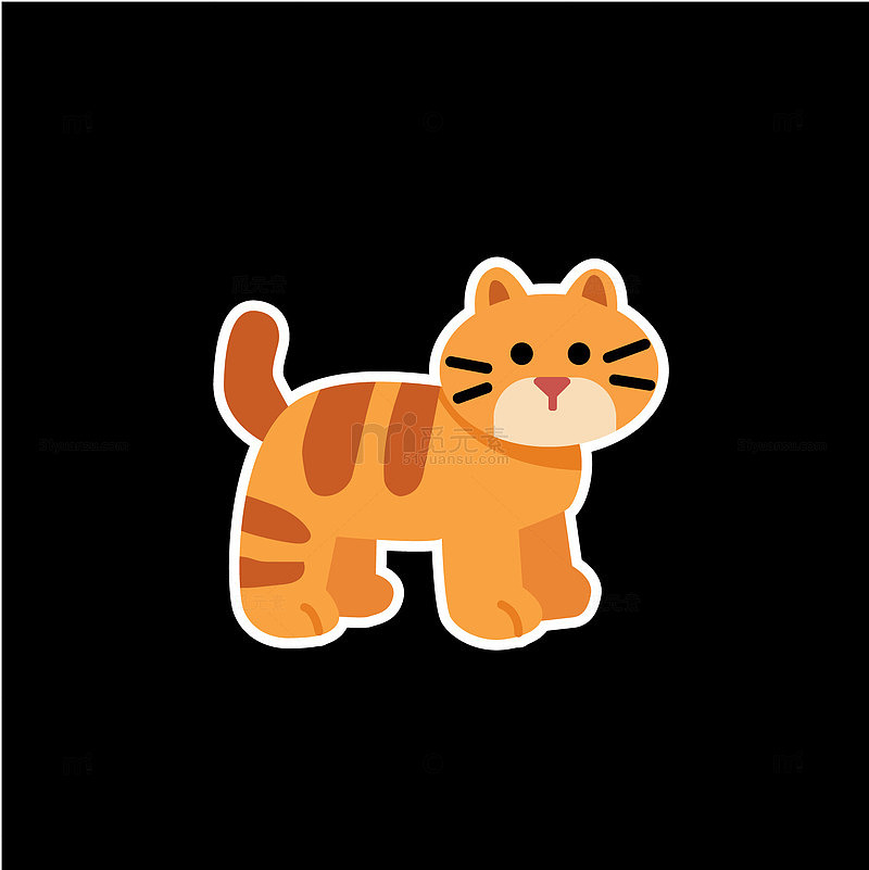 橙色矢量猫插画