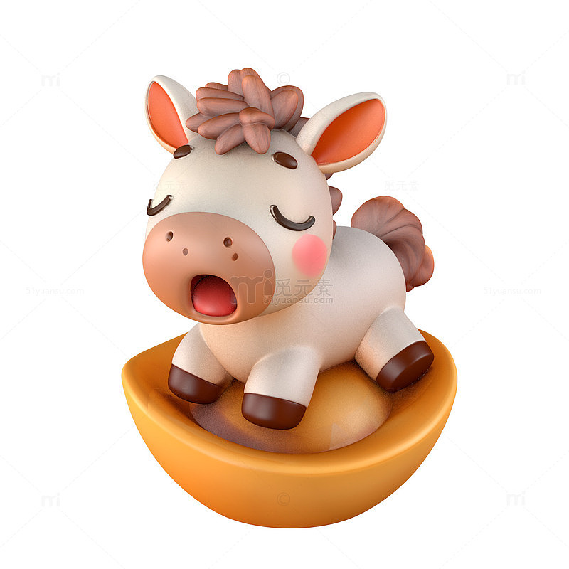 可爱3D元宝上的小马模型