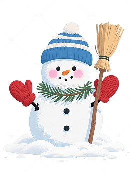 卡通风雪人冬季节日插画