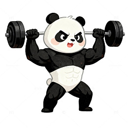 熊猫举杠铃卡通形象