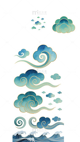 东方云纹插画设计素材