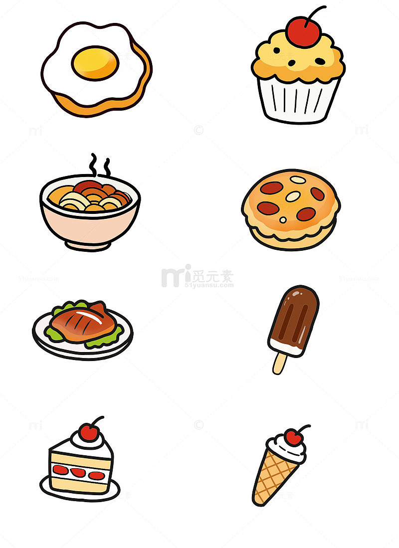 卡通美食插画设计元素