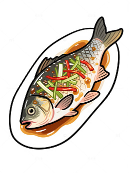 插画风格红烧鱼美食插画