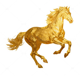金色骏马艺术插画