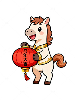 卡通马年大吉新年祝福图片素材