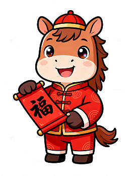 卡通马年祝福喜庆插图
