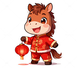 卡通马年新春灯笼设计素材